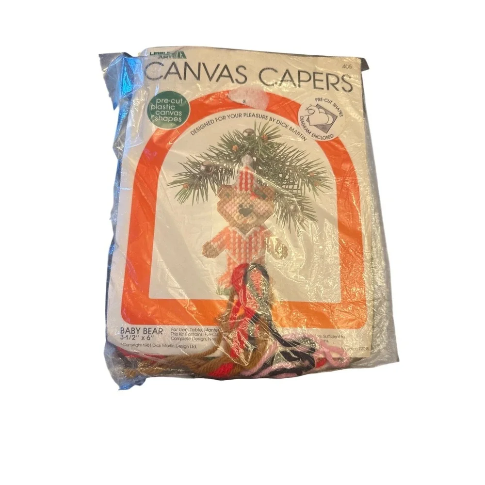 Vintage Canvas Capers Christmas Craft Ornament Kits By Dick Martin 1984 Lot of 4